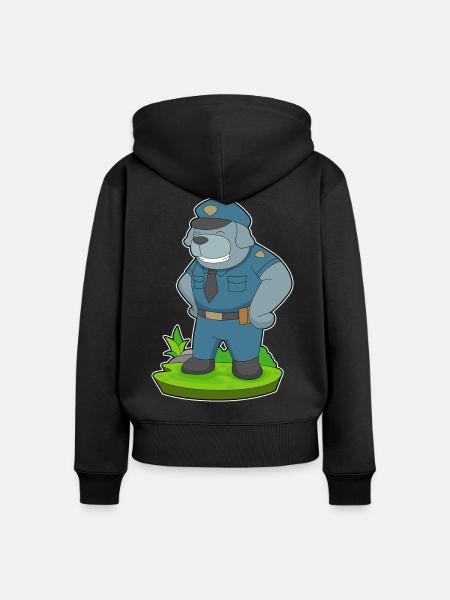 Hund Polizist Polizei - Frauen Premium Bio Zip Hoodie - Schwarz