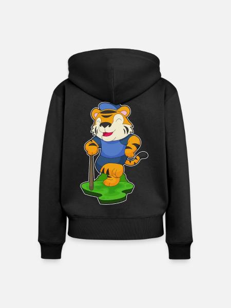 Tiger Baseball Baseballschläger - Frauen Premium Bio Zip Hoodie - Schwarz