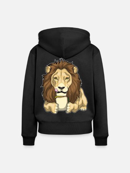 Löwe Sandwich - Frauen Premium Bio Zip Hoodie - Schwarz