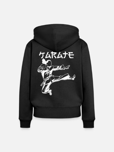 Karateka - Frauen Premium Bio Zip Hoodie - Schwarz