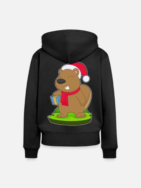 Biber Weihnachten Paket - Frauen Premium Bio Zip Hoodie - Schwarz