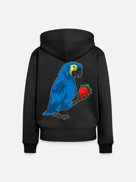 Papagei Erdbeere - Frauen Premium Bio Zip Hoodie - Schwarz