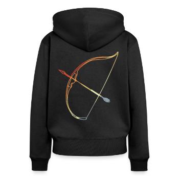 Bogenschießen - Frauen Premium Bio Zip Hoodie - Schwarz - Hinten - Julia (174cm)