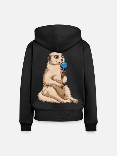 Erdmännchen Lutscher - Frauen Premium Bio Zip Hoodie - Schwarz