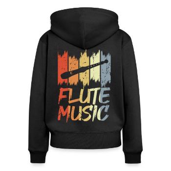 Musique de flûte vintage - Sweat à capuche zippé Premium bio Femme - noir - Dos - Julia (174cm)