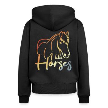 I Like Horses - Frauen Premium Bio Zip Hoodie - Schwarz - Hinten - Julia (174cm)