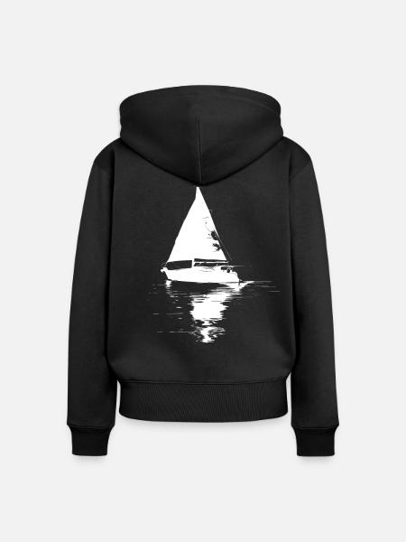 Segeln Skizze - Frauen Premium Bio Zip Hoodie - Schwarz