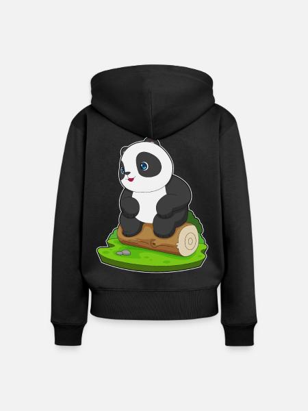 Panda Baumstamm - Frauen Premium Bio Zip Hoodie - Schwarz
