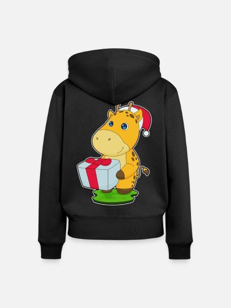 Giraffe Weihnachten Paket - Frauen Premium Bio Zip Hoodie - Schwarz