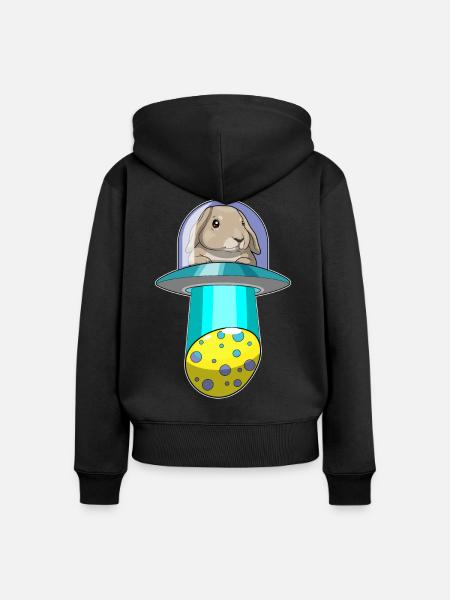 Hase Ostern Raumschiff - Frauen Premium Bio Zip Hoodie - Schwarz