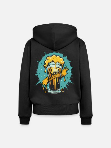 Foamy Beer Splash Grafik - Frauen Premium Bio Zip Hoodie - Schwarz