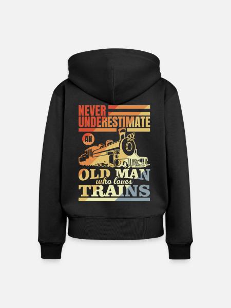 Eisenbahn Großvater - Frauen Premium Bio Zip Hoodie - Schwarz