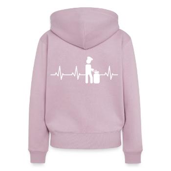 Cooking Stick Figure Heartbeat - Women's Premium Organic Zip Hoodie - dusky pink - Back - Julia (174cm)