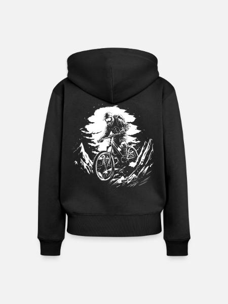 Fahrradfahrer Skizze - Frauen Premium Bio Zip Hoodie - Schwarz