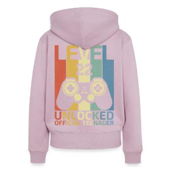 Level 22 Freigeschalteter offizieller Teenager - Frauen Premium Bio Zip Hoodie - Altrosa - Hinten - Julia (174cm)