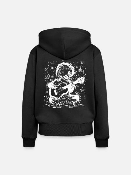 Ukulele Junge - Frauen Premium Bio Zip Hoodie - Schwarz