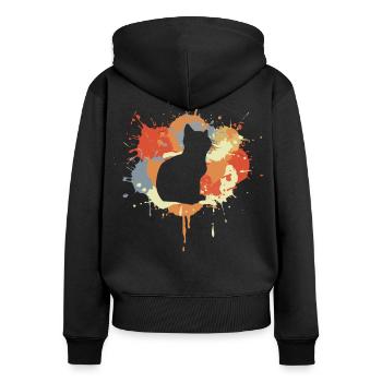 Cat Drawing - Women's Premium Organic Zip Hoodie - black - Back - Julia (174cm)