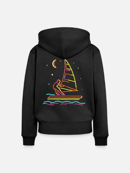 Windsurfen Steamwave - Frauen Premium Bio Zip Hoodie - Schwarz