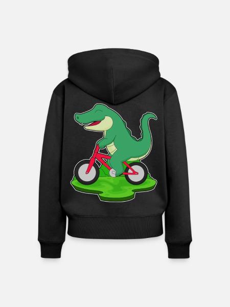 Krokodil Fahrrad - Frauen Premium Bio Zip Hoodie - Schwarz