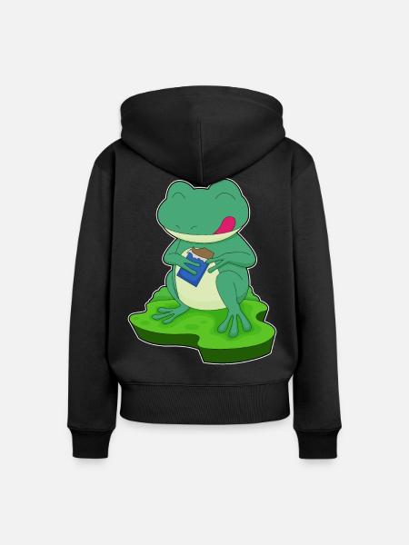 Frosch Schokoriegel - Frauen Premium Bio Zip Hoodie - Schwarz