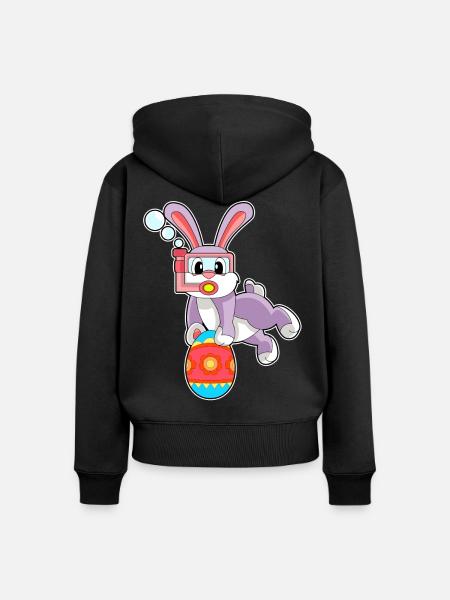 Hase Ostern Tauchen - Frauen Premium Bio Zip Hoodie - Schwarz