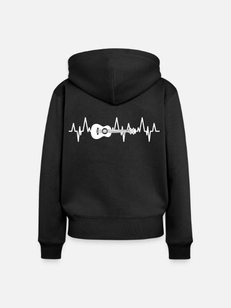 Ukulele Herzlinie - Frauen Premium Bio Zip Hoodie - Schwarz