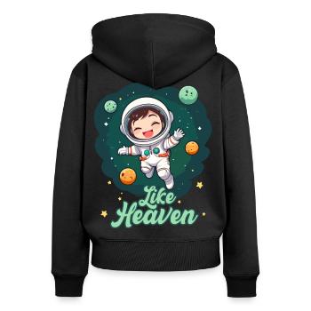 Like Heaven - Astronaut - Frauen Premium Bio Zip Hoodie - Schwarz - Hinten - Julia (174cm)