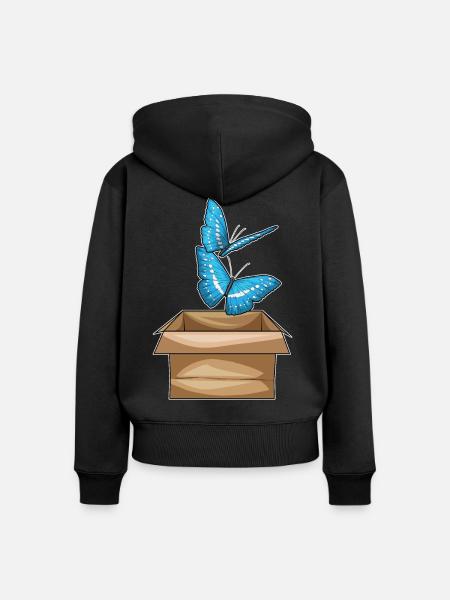 Schmetterling Karton - Frauen Premium Bio Zip Hoodie - Schwarz
