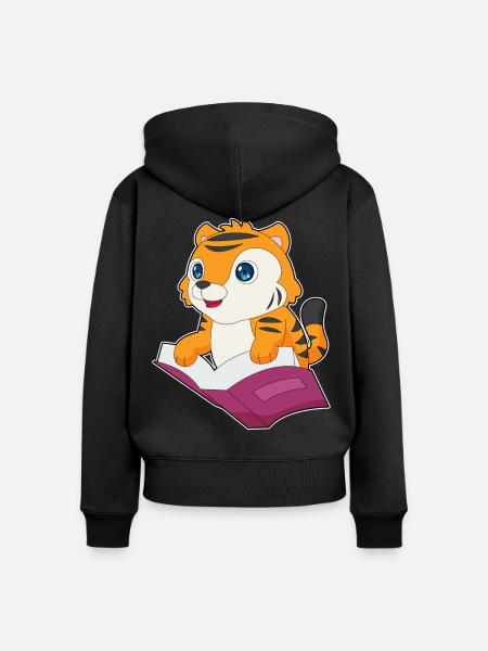 Tiger Buch - Frauen Premium Bio Zip Hoodie - Schwarz