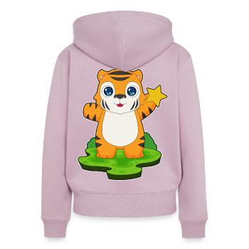 Tiger Stern - Frauen Premium Bio Zip Hoodie - Altrosa - Hinten - Julia (174cm)