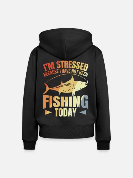 Angeln Motivation Spruch - Frauen Premium Bio Zip Hoodie - Schwarz