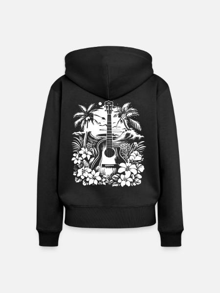 Gitarre Skizze - Frauen Premium Bio Zip Hoodie - Schwarz