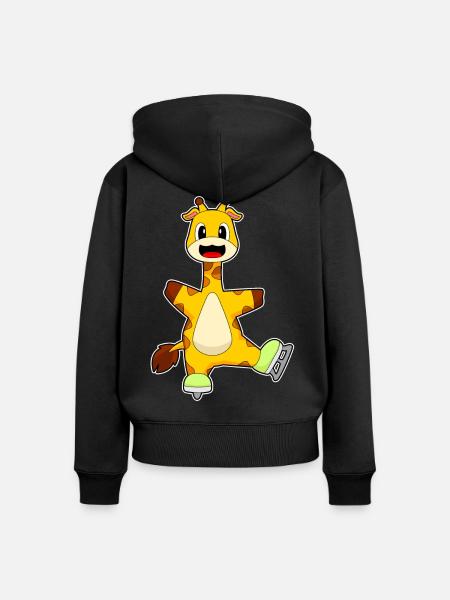 Giraffe Eislaufen Schlittschuhe - Frauen Premium Bio Zip Hoodie - Schwarz