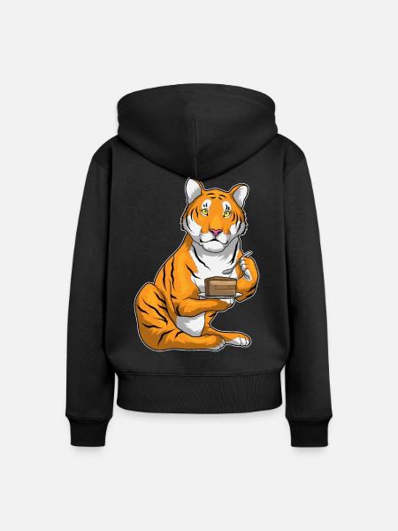 Tiger Kuchen - Frauen Premium Bio Zip Hoodie - Schwarz