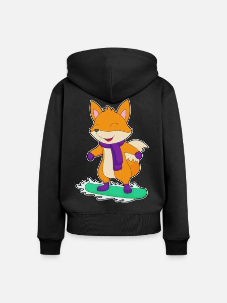 Fuchs Snowboarder Snowboard - Frauen Premium Bio Zip Hoodie - Schwarz