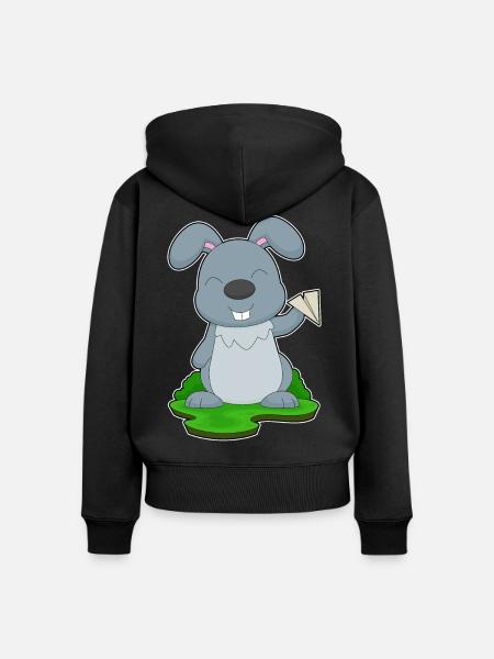 Hase Papierflieger - Frauen Premium Bio Zip Hoodie - Schwarz
