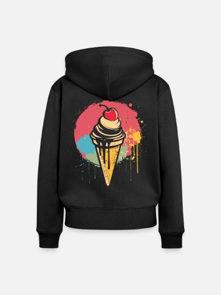 Eiswaffel Graffiti - Frauen Premium Bio Zip Hoodie - Schwarz