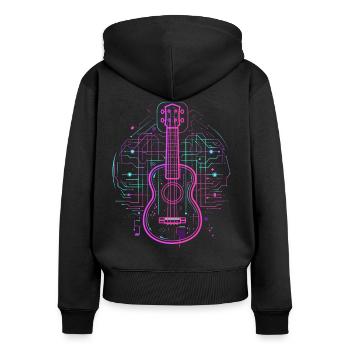 Ukulele Skizze Retro - Frauen Premium Bio Zip Hoodie - Schwarz - Hinten - Julia (174cm)