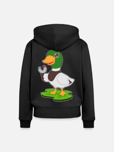 Ente Magnet - Frauen Premium Bio Zip Hoodie - Schwarz