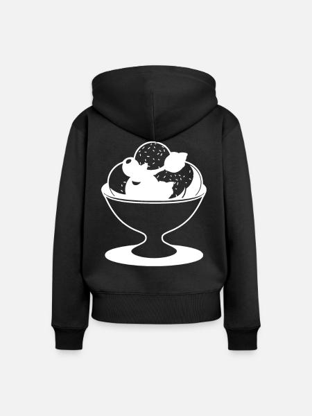 Eisbecher Zeichnung - Frauen Premium Bio Zip Hoodie - Schwarz