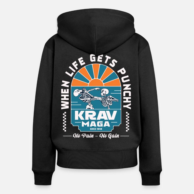 Quand la vie devient percutante - Sweat à capuche zippé Premium bio Femme - noir