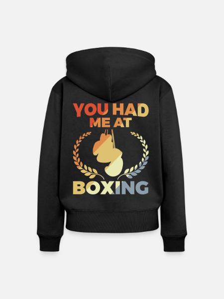 You Had Me At Boxing - Frauen Premium Bio Zip Hoodie - Schwarz