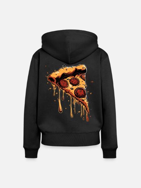 Pizzastück Grafik - Frauen Premium Bio Zip Hoodie - Schwarz