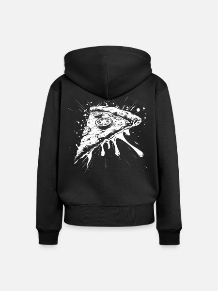 Pizza Stück Zeichnung - Frauen Premium Bio Zip Hoodie - Schwarz