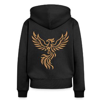 Phoenix Majestic Tribal Art Bird Fire Symbol - Women's Premium Organic Zip Hoodie - black - Back - Julia (174cm)