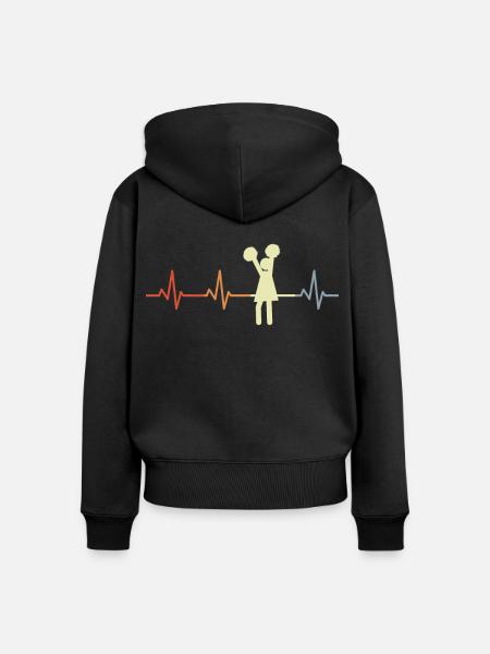 Cheerleaderin Herzlinie - Frauen Premium Bio Zip Hoodie - Schwarz