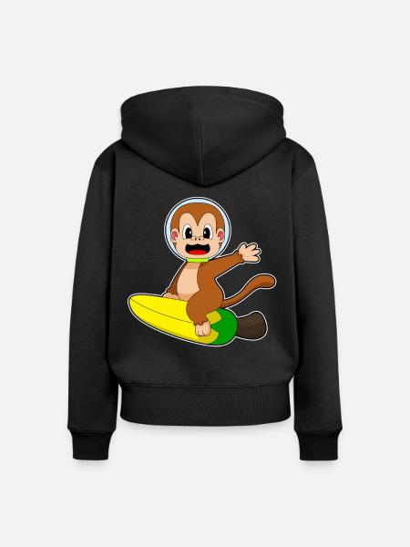 Affe Banane - Frauen Premium Bio Zip Hoodie - Schwarz
