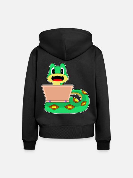 Schlange Laptop - Frauen Premium Bio Zip Hoodie - Schwarz