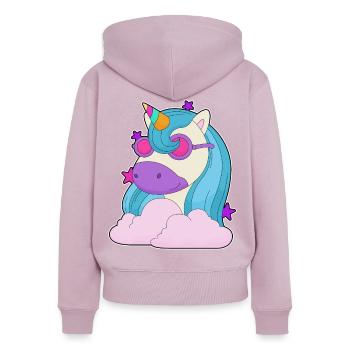 Nuages de licorne - Sweat à capuche zippé Premium bio Femme - rose poudré - Dos - Julia (174cm)