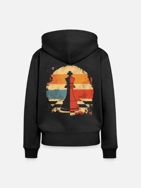 Schachfigur Retrowave - Frauen Premium Bio Zip Hoodie - Schwarz